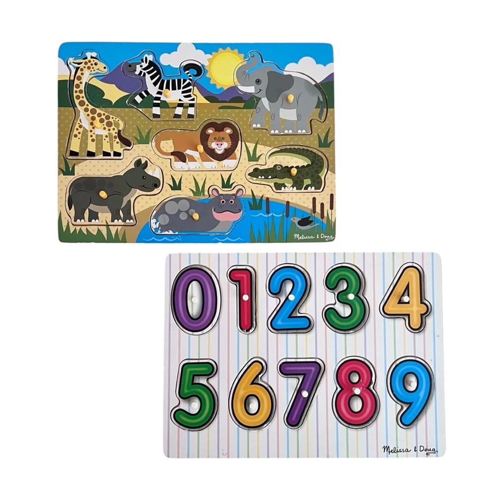 2 Melissa & Doug wooden peg puzzles